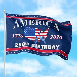 4th of July Decorations, 3x5Ft Double Sided 3 Layers 250th Anniversary Flag