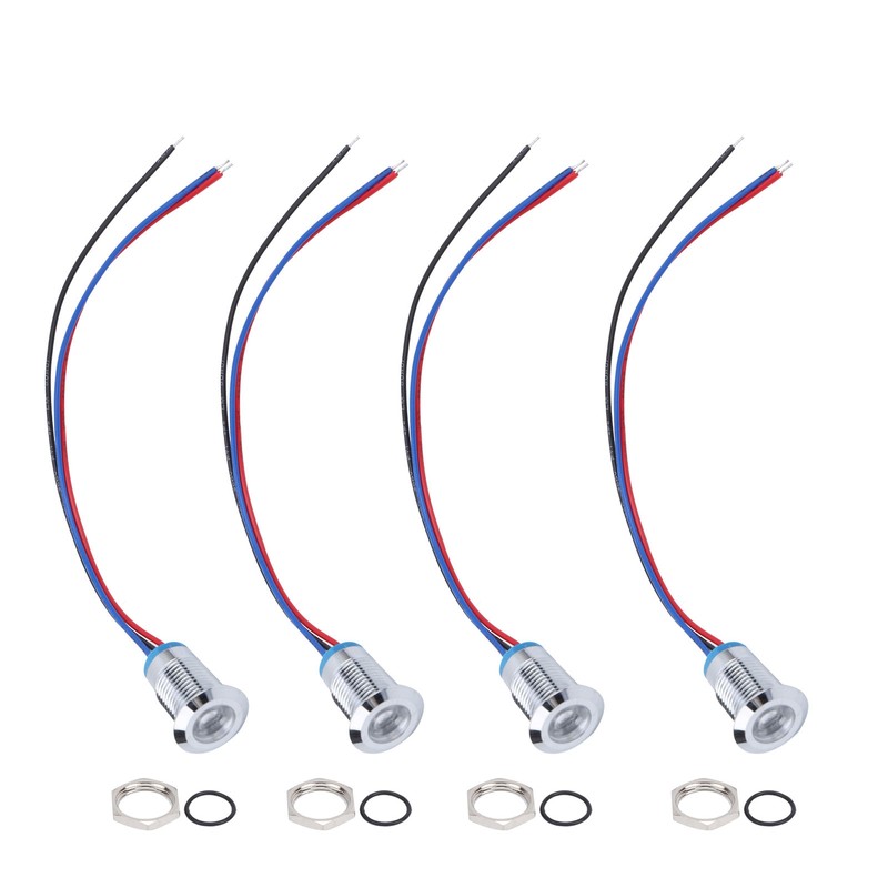 4 Sets PreWired Round LEDs Waterproof 2Color Indicator Lights Common
