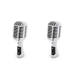 Pyle Pro PDMICR42SL Old Fashioned Vintage Retro Style Dynamic Adjustable Compact Desktop Studio Mic Professional Vocal Recording Microphone (2 Pack)