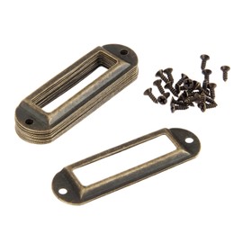 dophee 10Pcs Antique Bronze Label Tag Frames, Library Label Holders Name Card for Drawers File Case Apothecary Bookcase, 70x21mm/2.76"x0.83"