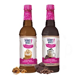Jordans Skinny Syrups Sugar Free Signature Series 2 Pack - Salted Dark Chocolate Espresso and Chocolate Caramel Truffle - Gluten Free - Keto - Kosher - Made in the USA …