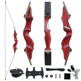 60" Black Hunter Takedown Longbow Set for Adults Youth and Beginner 20-60lbs Archery Bow with Technical Wood Bow Riser and Laminated Limbs for Target Hunting Arm Guard Finger Guard Right Hand (60lbs)