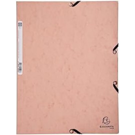 Exacompta - Ref. 55527E - 1 folder with elastic bands - pocket with 3 flaps - in 400 g/m2 glossy card - dimensions 24 x 32 cm for A4 format documents - coral color