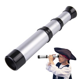 Pirate Monocular Telescope Toy, Children Telescope Toy Retractable Telescope Toy Kids Handheld Telescope Portable Spyglass Toy Kids Educational Science Toys for Boys Girls (Silver Colour)