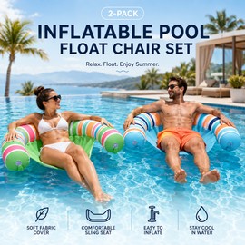 2-Pack Inflatable Pool Float Chairs for Adults – Soft Fabric Water Loungers for Summer Pool Relaxation
