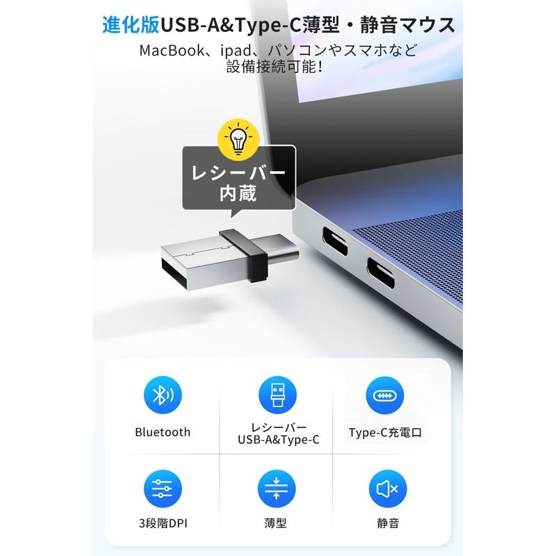 2025 Industry Leading Type C & USB-A Compatible, Wireless Mouse,
