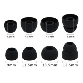 ALXCD Replacement Ear Tips & Clips for in-Ear Earphone, S/M/L Sizes & Double/Triple Flange 9 Pairs Silicone Replacement Earbud Tips Eartips Adapter & 4 Pcs Long/Short Earphone Wire Clip (Black 18+4)