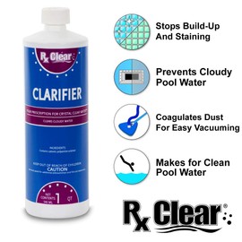 Rx Clear Regular Strength Clarifier | Clears Cloudy Water for Above Ground Or In-Ground Swimming Pools and Spas | Contains Cationic Polyamine Solution | 1 Quart Bottle | Single Pack