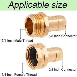 Triumpeek 4 Sets Garden Hose Repair Connector with Clamps, Aluminum Water Hose End Replacement Fit for 3/4" and 5/8" Garden Hose Fittings