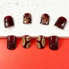 Short Nails Press on Square Wine Red Fake Nails Autumn