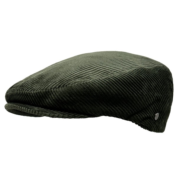 WEROR WEROR-396.1 Men's Flat Cap Peaked Cap Cord, olive, 60