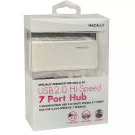 Macally 7-Port AC Powered Hi-Speed USB 2.0 Hub (White) Includes Mini USB Cable