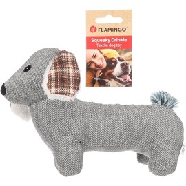 Flamingo Toy for Dogs Britta Dog Grey 14.5 x 25 x 17 cm with Squeaker and Crinkle Sound