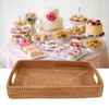 Serving Basket Tray with Handles Rattan Rectangle Large Capacity Durable