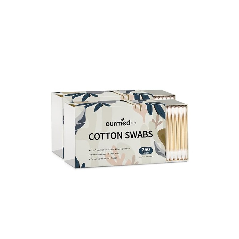 ourmed life Hisopos De Algodón Biodegradables De Bambú Y Algodón,