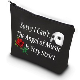 PXTIDY Opera Phanto Drama Inspired Phantom's Mask Makeup Bag Musical Comedy Fans Gift Sorry I Can’t The Angel of Music Is Very Strict Zipper Bag