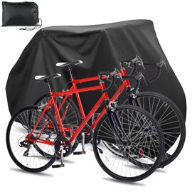 SIBOTER Bicycle Cover, Bicycle Cover for 2 Bicycles, 210D Oxford Bicycle Garage with Lock Holes & Storage Bag, Bicycle Cover Waterproof for Mountain Bike Road Bike