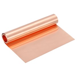 sourcing map Pure Copper Sheet Roll, 0.06mm 28Ga Thick T2 Copper Flashing 2440mm x 204mm/8Ft x 8in Copper Strip Soft Copper Metal Foil Plate for Craft Electrical House Repair
