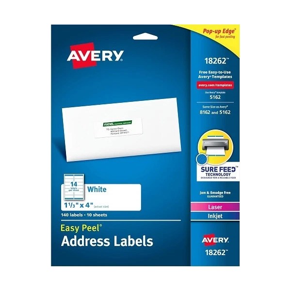 Avery White Easy Peel(R) Address 1-1/3x4in labels 140/PK - 1EA