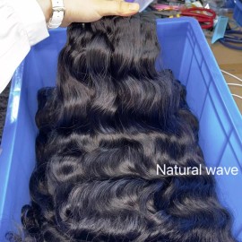 Cuticle Aligned Raw Human Hair Bundles Cambodian Natural Wavy Indian Wave Curl Vietnamese Burmese Curly Hair for Wholesalestyle: Natural wave hair bundle 1 piece, color: Natural black, Stretched Length: 22"