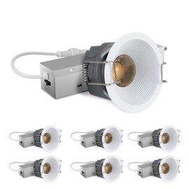 Adetu 2 Inch 5CCT White LED Recessed Ceiling Light with Junction Box, 2700K/3000K/4000K/5000K Selectable, CRI90, 8W COB, 780LM, Dimmable Canless IP65 Waterproof Downlight-ETL&FCC (White, 6 Pack)