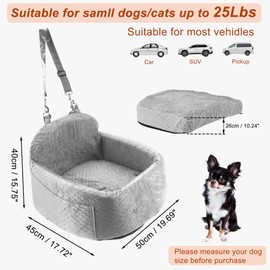 GLIDESMOOTH Dog Car Seat for Small Medium Dog, Removable Cover Dog Booster Seat, Safe and Comfortable, Easy Installation Cat Backpack, for Travel, Gray