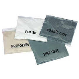 New (Set of 4) Bags of Ultra Hobbyists Abrasives Media 4 oz. coarse grit 4 oz. fine grit 2 oz. polish 2 oz. of pre-polish Polishing and Shine Rock Gold Semi-Precious Stones