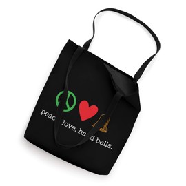 Hand Bell Players Bell Choir Peace Love Hand Bells Tote Bag