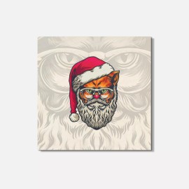Unbranded Cat Santa Claus Animal 4'' X 4'' Square Wooden Coaster