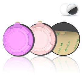 [Pack of 2] Cases Compatible with AirTag, TPU Holder Sticker, Hidden Sticker Holder for Car, Bike, Remote Drone Luggage (Pink+Lavender)