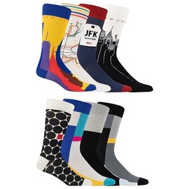 Hotsox Men's Fashionable Patterns Bundle 8 Pack, Multi-Colored, Men's 6-12