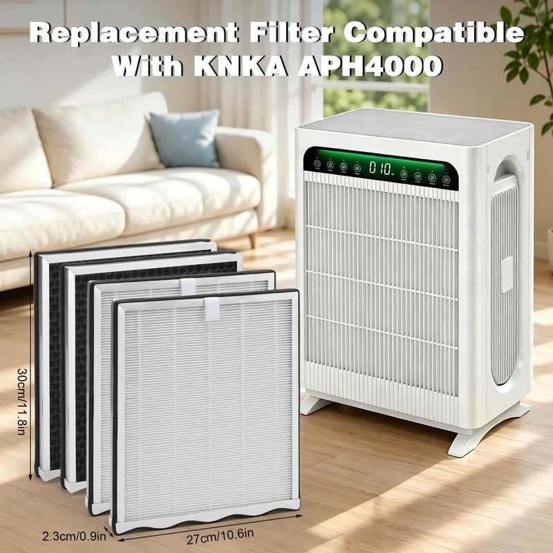 4-Pack Replacement Filter Compatible with KNKA APH4000 Air Purifier
