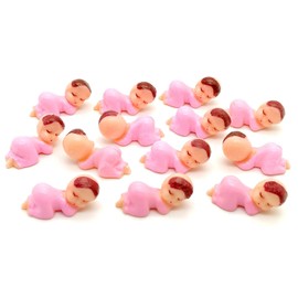 Mini Plastic Babies for Party Favor Decor Party Decorations Baby Shower Party Game Ice Cube Game (1" 60pcs, Pink)