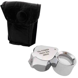 MAXIMIZE Chrome Jeweler's Loupe | 10x Magnification | 3/4" (1.9 cm) Distortion-Free Lens | 1" (2.5 cm) Focal Length | Swivel Case & Pouch Included | Key Ring Accessible