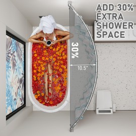 DYHOME Curved Shower Curtain Rod, Need to Drill, 35-76 inches Adjustable Curved Shower Rod Rustproof Shower Rod Round Shower Curtain Rod for Bathroom, Bathtub, Stall, Stainless Steel, Brush Nickel