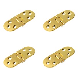 4Pcs Folding Flip Top Hinge Round Edge 180 Degree Zinc Alloy Door Hinge Folding Table Hinges Tray Backflap Hinges for Table Cabinet Closet Door Furniture, Gold