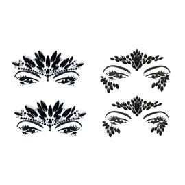 Face Jewels Gemstone Stickers Set of 4 Glitter Rhinestones Face Makeup B34 Black x 4