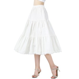 BEAUTELICATE Women 100% Cotton Skirt 3 Tiered A-Line Retro Medieval Skirt