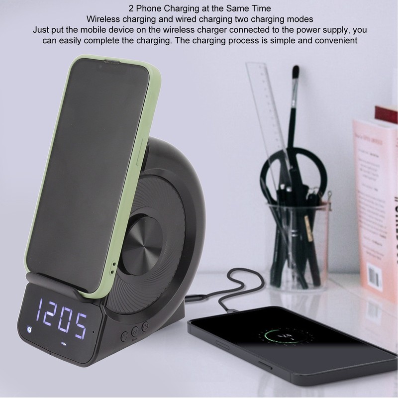 3 in 1 Bluetooth Speaker PC ABS Alarm Clock with