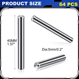 5 mm x 40 mm Stainless Steel Shelf Dowel Pin Shelf Support Pegs Positioning Pins Metal Bookshelf Nail Support Bracket Nails for DIY Craft Cabinet Furniture Fixing Parts Positioning(64 Pcs)