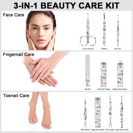 Manicure Set Nail Clippers Kit Professional Manicure Pedicure Care Tools 10pcs Stainless Steel Men Women Personal Care Grooming kit for Home Travel or Gift (Chess)