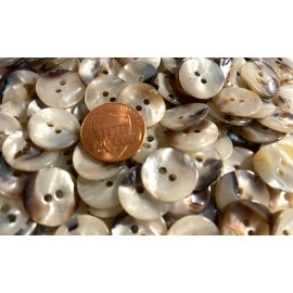 Unbranded 8 Glossy Iridescent Off-white Brown Shell MOP Buttons 15mm Almost 5/8" 12819