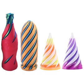 4PCS Spiral Cone Fidget Toy, 3D Printed Fidget Toy , Includes Bottle, Rainbow Cone, and Purple Cone, Unique Desk Decor for Office or Home Use