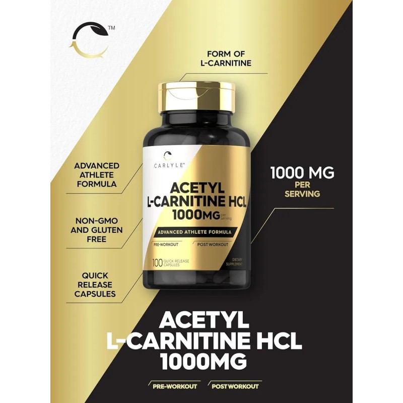 Pre Entreno Acetil L- Carnitina Hcl 100 Cpsulas 1000mg L81