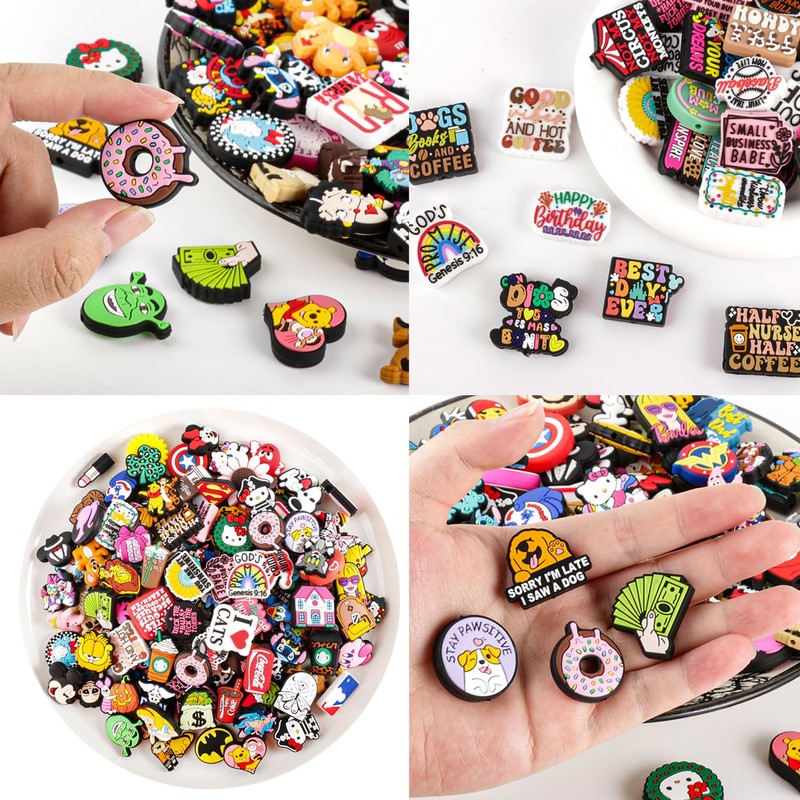 50Pcs Silicone Focal Beads for Pens, Random Cute Character Focal