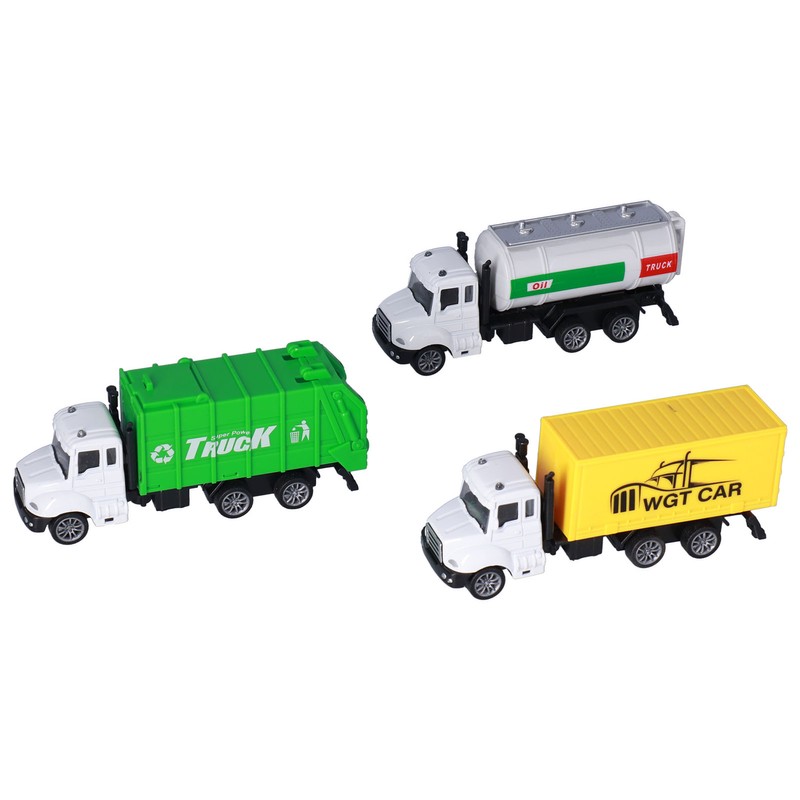 3pcs 1:50 Garbage Truck Models Set Plastic Alloy Sanitation Tanker