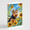 Caroline's Treasures Welsh Terrier in Sunflowers Greeting Cards Pack of
