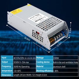 BOSYTRO 12V 125A 1500W DC Switching Power Supply Adapter PSU AC 110V / 220V-DC 12V Transformer Adapter, for 3D Printer,CCTV Camera Security System, Computer Project of Industrial Power Supplies