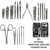 Set Manicure Pedicure Acero Inoxidable 19 Piezas Para Uñas de