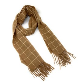 100% Baby Camel Hair Gents Winter Brown Checked Tattersall Scarf Ref 2410/021